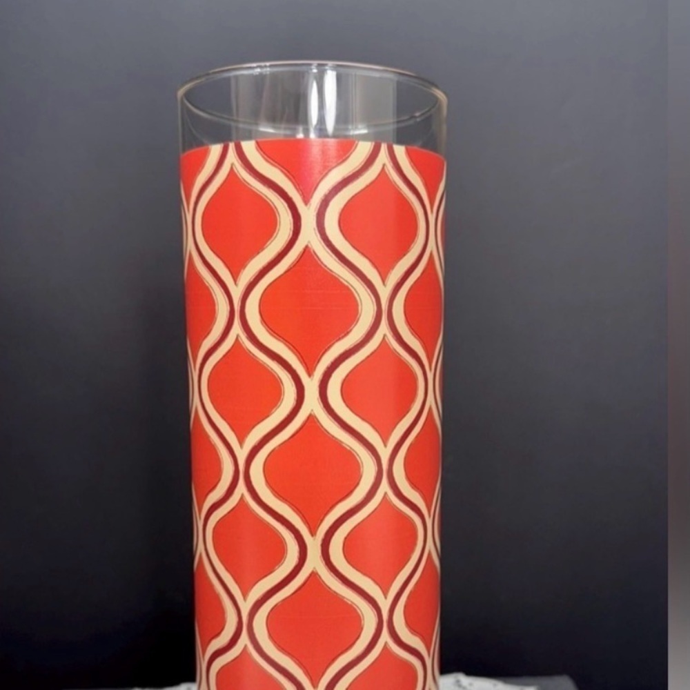 Vintage Libbey Orange Geometric Glass Vase Mid Century Modern 10” - Picture 7 of 7